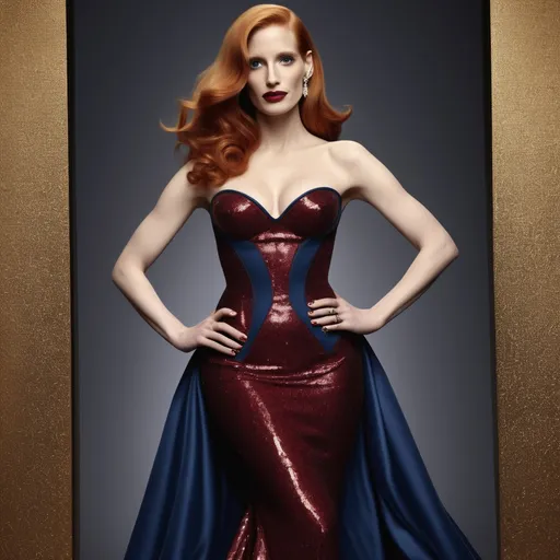 Prompt: Jessica Chanstain as Jessica Rabbit wearing Jean Paul Gaultier
