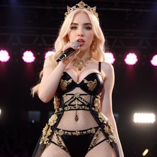 Prompt: Ava Max wearing Dolce&Gabbana