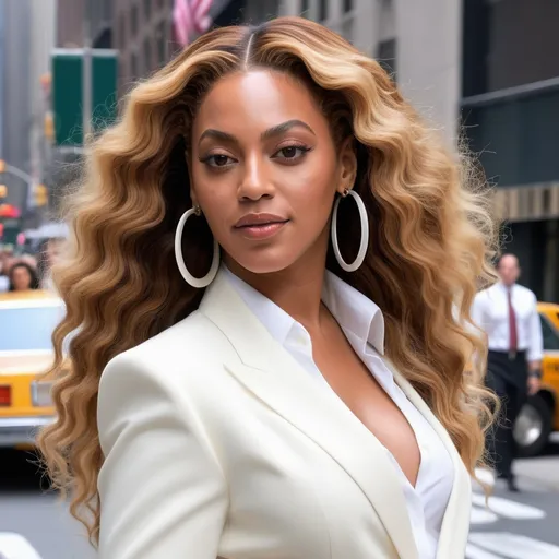 Prompt: Very accurated Beyoncé wearing a very accurated look as a manager in the 1980s in New York 3d quality 64k Hd 