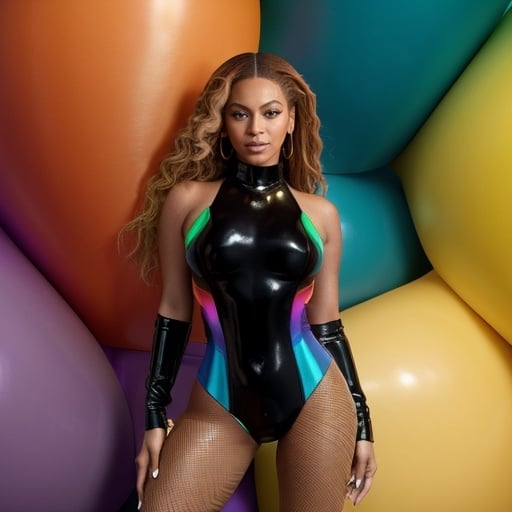 Prompt: Beyoncé wearing a Mugler Pride Month edition outfit 