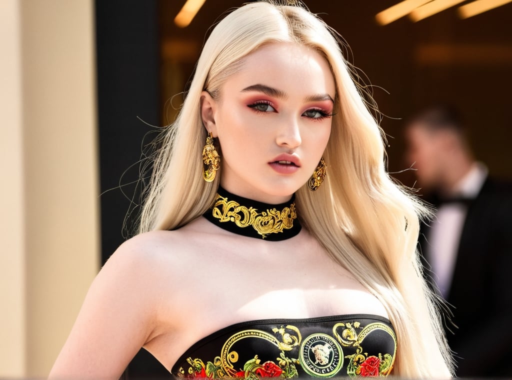 Prompt: Kim Petras wearing Versace 