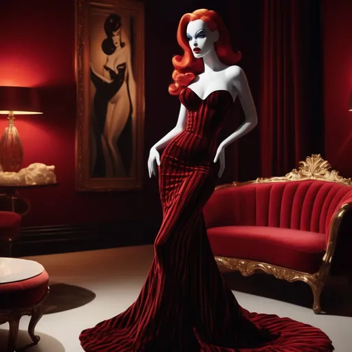 Prompt: Jessica Rabbit wearing Jean Paul Gaultier