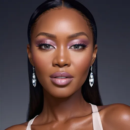Prompt: Naomi Campbell with Fenty Beauty makeup 