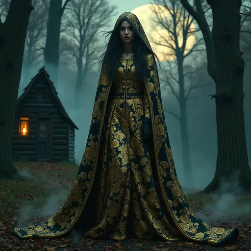 Prompt: Baba Jaga wearing Versace 