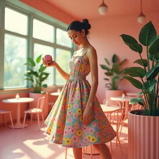 Prompt: Prada dress as in a Wes Anderson dream 