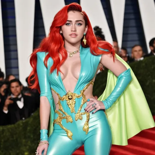 Prompt: Miley Cyrus as Ariel wearing Versace 