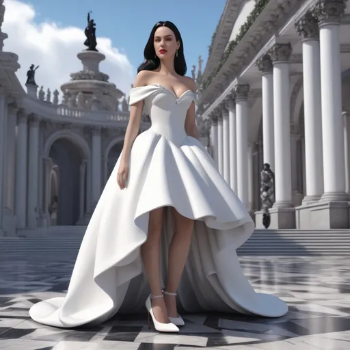 Prompt: Hyper realistic 64k 3d Biancaneve in hyper realistic and very detailed 64 3d hd, wearing Balenciaga and heels outfit, very detailed Balenciaga micro dress 64k Reflex ultra hd quality and very detailed Balenciaga heels 64k ultra hd quality 