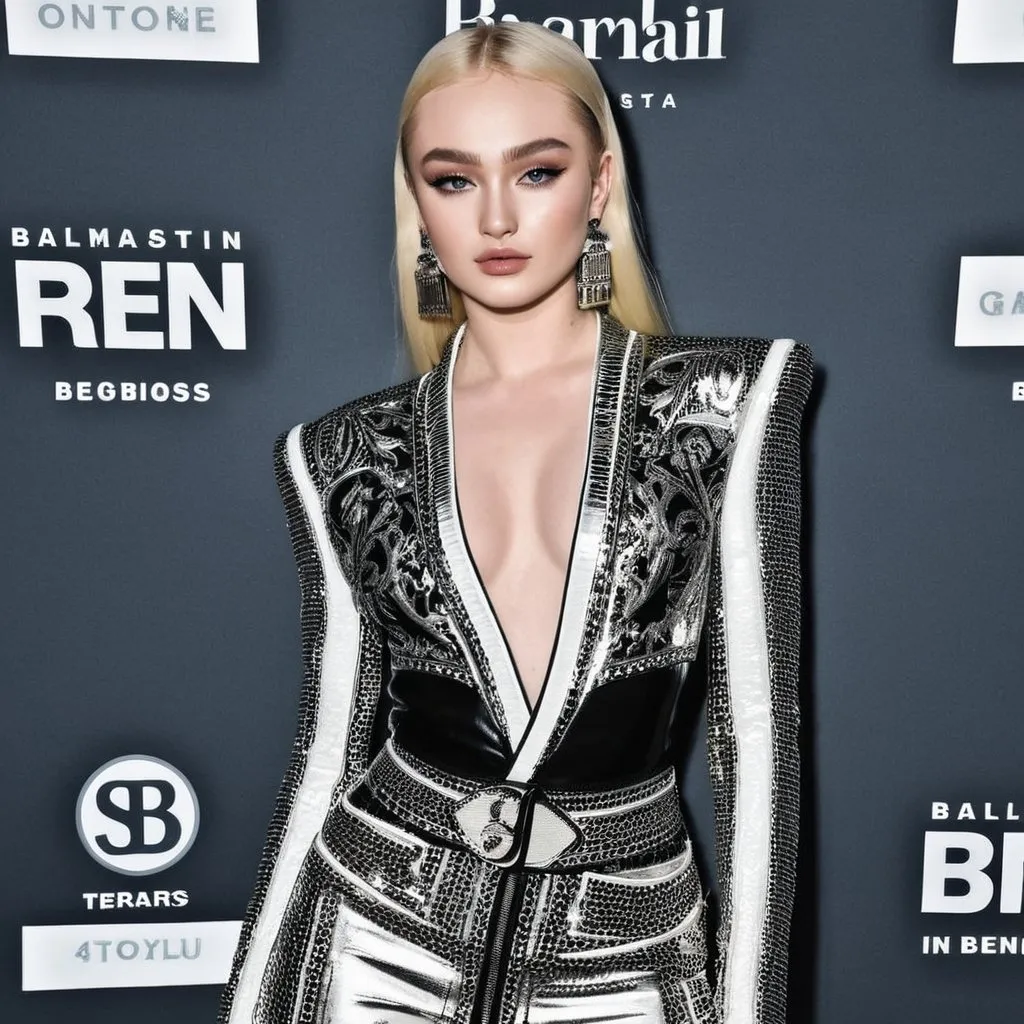 Prompt: Kim Petras wearing Balmain