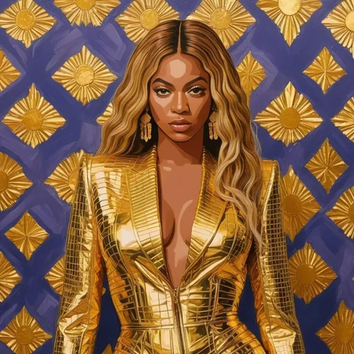 Prompt: Beyonce wearing golden metal suit by Paco Rabanne in a Wes Anderson scenario 