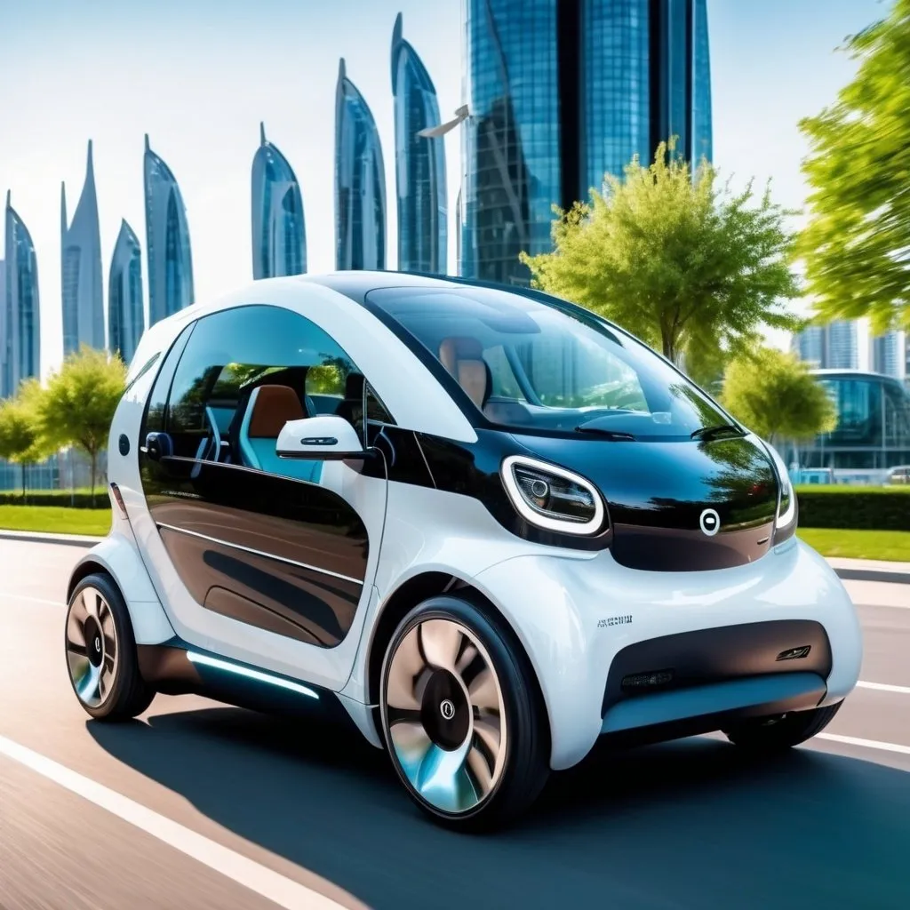 Prompt: electric mobility in a smart futuristic ans sustainable city 64k reflex very accurated 