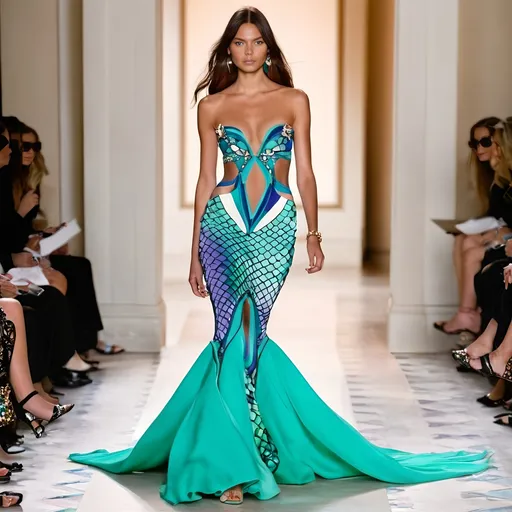 Prompt: Ariel the mermaid Emilio Pucci