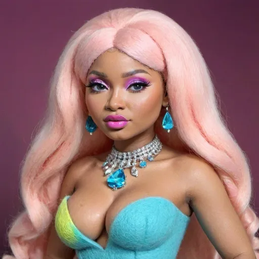 Prompt: Nicki Minaj, vibrant and colorful, realistic digital painting, extravagant makeup and accessories, high quality, realistic, vibrant colors, detailed features, dramatic lighting, pop art, glamorous, larger than life, fierce expression, celebrity portrait, professional, high resolution, dazzling details, glamorous makeup, iconic fashion, bold and vibrant, stylish, extravagant jewelry, dynamic lighting
