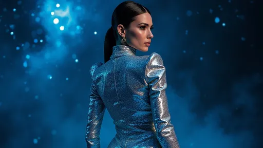 Prompt: (outer space look) Balmain-inspired fashion, luxurious textures and materials, bold silhouettes, high fashion, futuristic elements, starry cosmic background, vibrant colors like deep blue and shimmering silver, dramatic lighting casting otherworldly shadows, ethereal atmosphere, sleek and surreal, ultra-detailed, haute couture aesthetic.