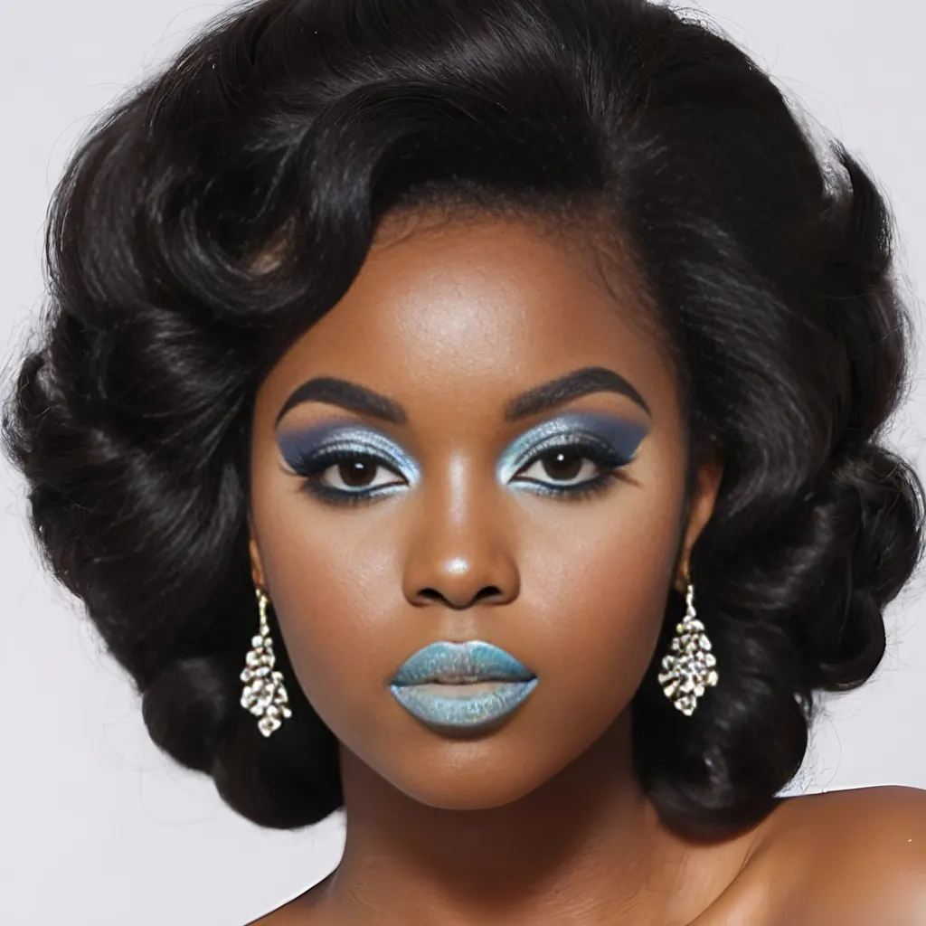 Prompt: 60s makeup and hair on a black girl