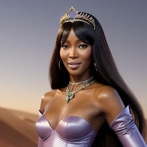 Prompt: Naomi Campbell as a Dreamworks Princess