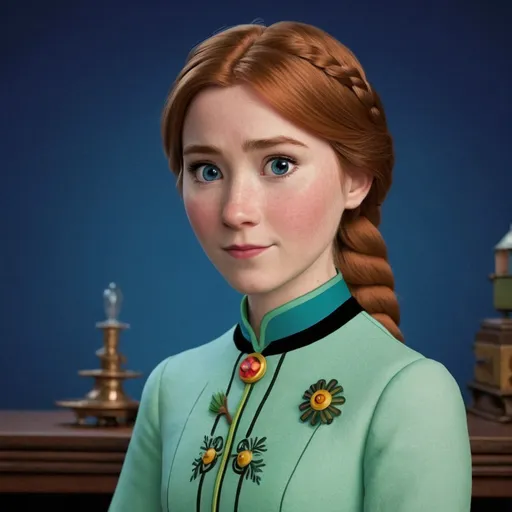 Prompt: Princess Anna by Frozen 
 in a Wes Anderson Movie