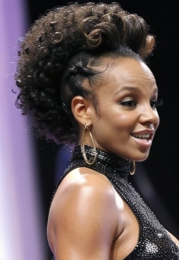 Prompt: Afro version of Britney Spears with her iconic ponytail