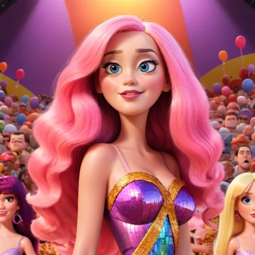 Prompt: Katy Perry with long hair 