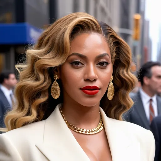 Prompt: Very accurated Beyoncé wearing a very accurated look as a manager in the 1980s in New York 3d quality 64k Hd 