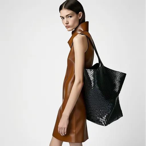 Prompt: Bottega Veneta leather dress