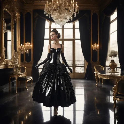 Prompt: Latex Chanel dress