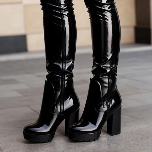 Prompt: Vuitton high long boots heels