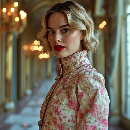 Prompt: (Margot Robbie in a stunning Chanel outfit), fashion-forward elegance, intricate details of the garment, luxurious textures, vibrant colors that complement her beauty, posh background with (high-fashion) ambience, soft (dramatic lighting), ultra-detailed, HD quality, sophisticated atmosphere, exuding confidence and charm.