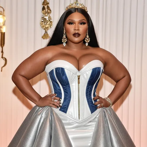 Prompt: Lizzo wearing Dolce&Gabbana corset dress 