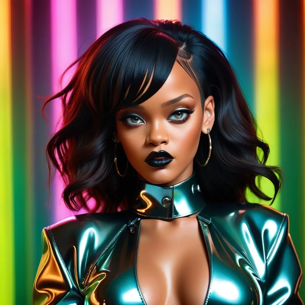 Prompt: Rihanna wearing Latex Balmain