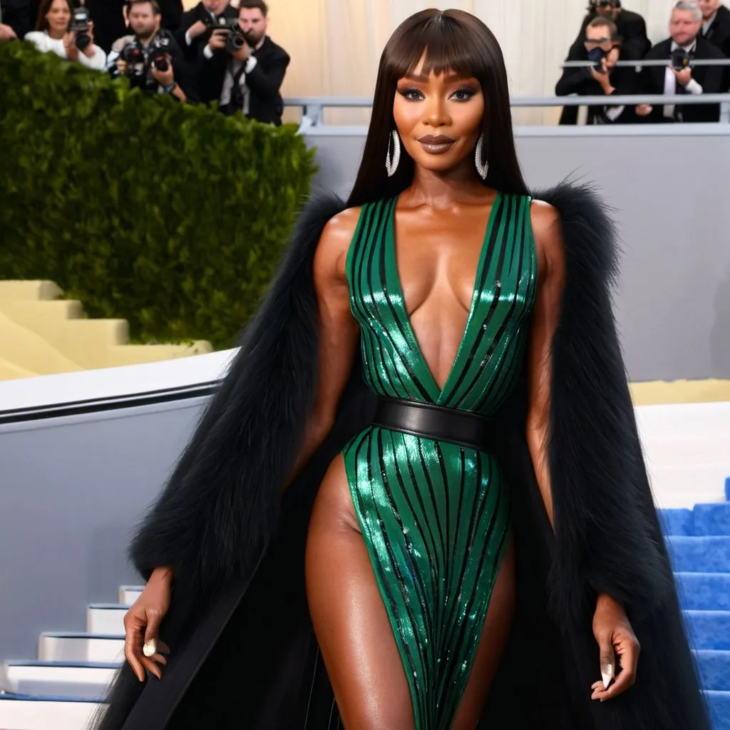 Prompt: Naomi Campbell wearing Saint Laurent