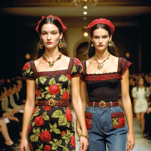 Prompt: Dolce&Gabbana 90s fashion show