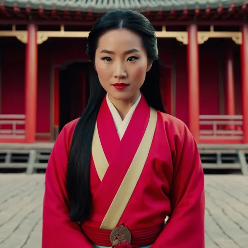 Prompt: Princess Mulan 
 in a Wes Anderson Movie