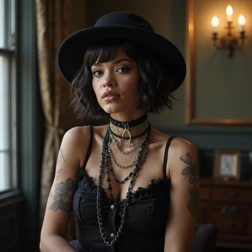 Prompt: Rihanna in a Tim Burton movie wearing Chanel