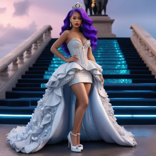 Prompt: Hyper realistic 64k 3d Ursula from The Little Mermaid as Rihanna in hyper realistic and very detailed 64 3d hd, wearing Chanel and heels outfit, very detailed Chanel dress 64k Reflex ultra hd quality and very detailed Chanel heels 64k ultra hd quality 