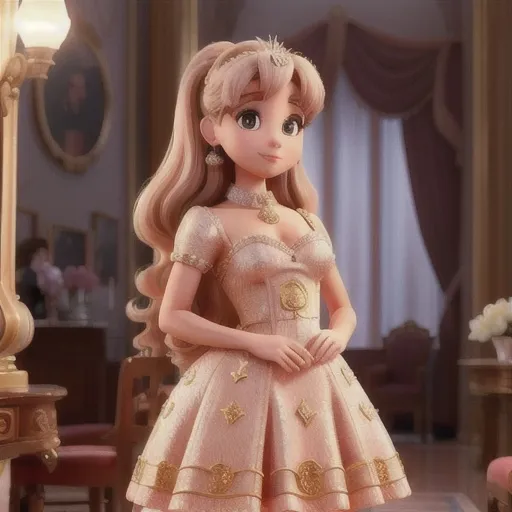 Prompt: A very detailed Ariana Grande wearing a very accurate Dolce & Gabbana dress