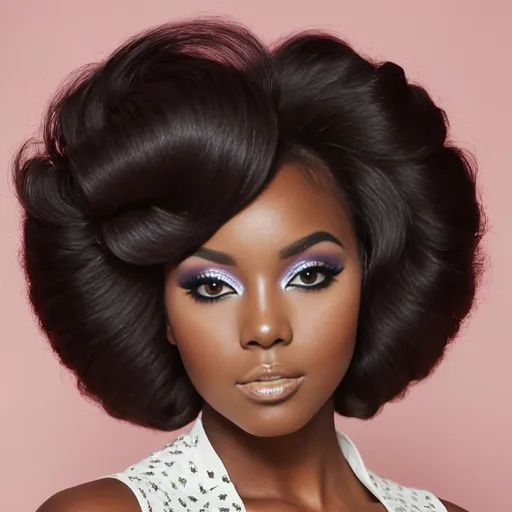 Prompt: 60s makeup and hair on a black girl