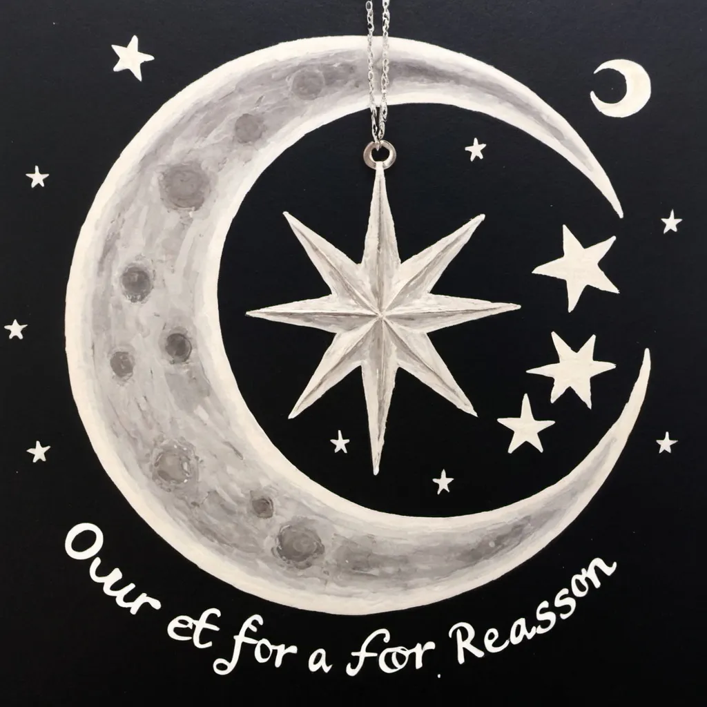 Prompt: Moon and star with the Sentence "our souls met for a reason"