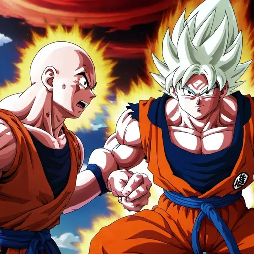 Prompt: goku against jiren in the tournoment of power