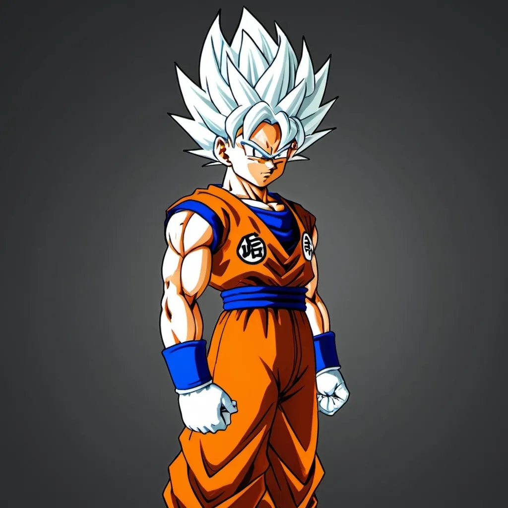 Prompt: a fan made character from dragon ball with white background