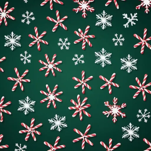 Prompt: Create a festive pattern incorporating traditional holiday motifs like snowflakes, candy canes, and holly.