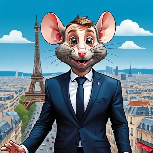 Prompt: Picture of French President Macron looking like a rat