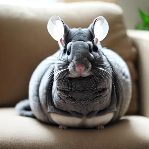 Prompt: A chinchilla sitting on a lazy boy 