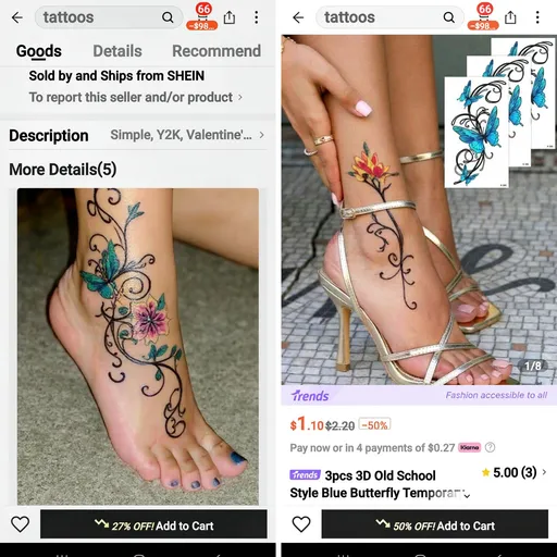 Prompt: Want a like these combined and spiral from left neck to right hip with colorful flowers and black vines
