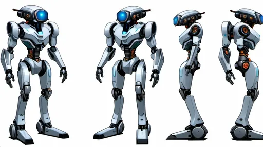 Prompt: Character design sheet Unit-7 “Echo”: A sentient AI disguised as a combat drone, obeying logic but craving sensation. Has an expressive "Face" on it's front-facing monitor. Is equipped with 4 robot "arms" that can are highly versatile, capable of anything from holding weapons or tools to plugging into a mainframe to hack a local network, and can retract into it's body when in "stealth mode". Uses quadcopter mechanics to maintain a steady hover while ready to go 0-60 mph in 0.1 seconds, making Echo 7 a fierce contender for any combatant in its path.