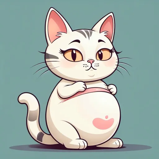 Prompt: cartoon cat  pregnant