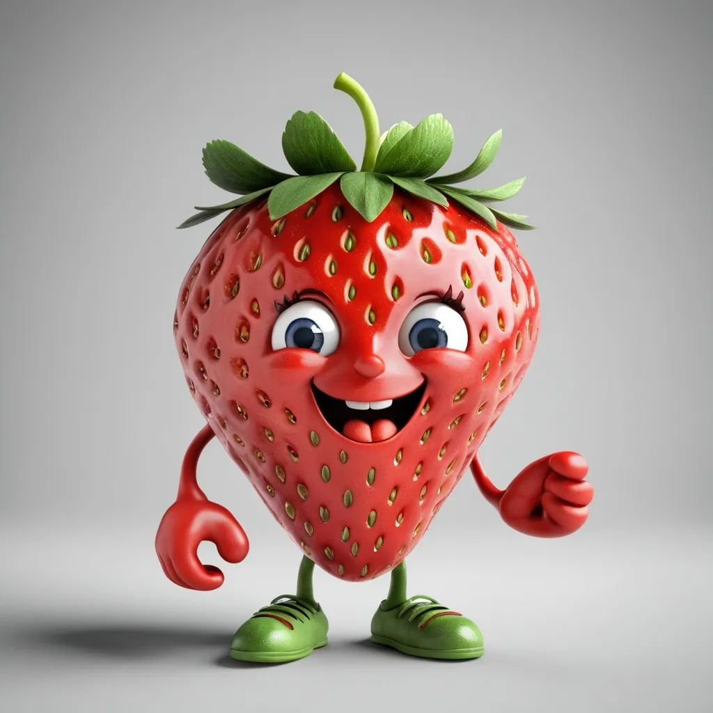 Prompt: a strawberry character