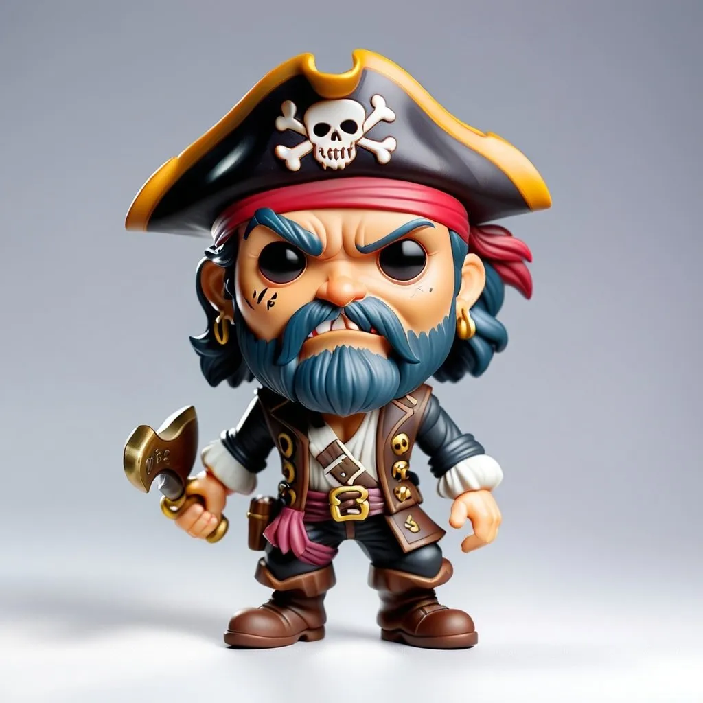 Prompt: Funko pop pirate figurine, made of plastic, product studio shot, on a white background, diffused lighting, centered