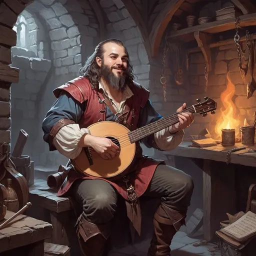 Prompt: dungeons and dragons fantasy art bard in the dungeon