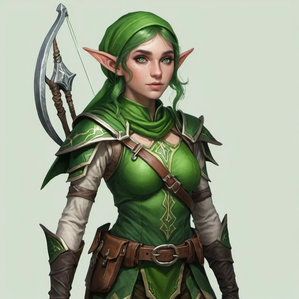 handsome female paladin warrior with long green hair