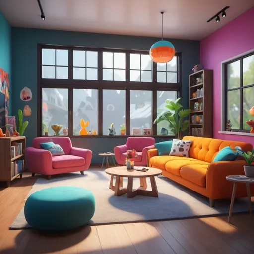 Prompt: a modern living room, cartoon style, unreal engine, game asset
